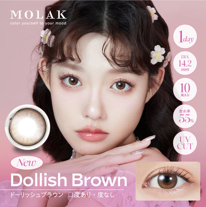 MOLAK 1day Colored Contact Lenses - Dollish Brown - 10 Pieces - 14.2mm DIA - Japanese Brand