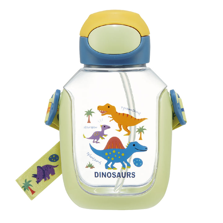 One Push Straw Bottle 480ml Dinosaurs