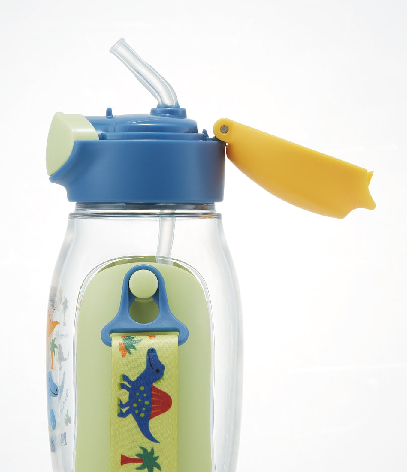 One Push Straw Bottle 480ml Dinosaurs